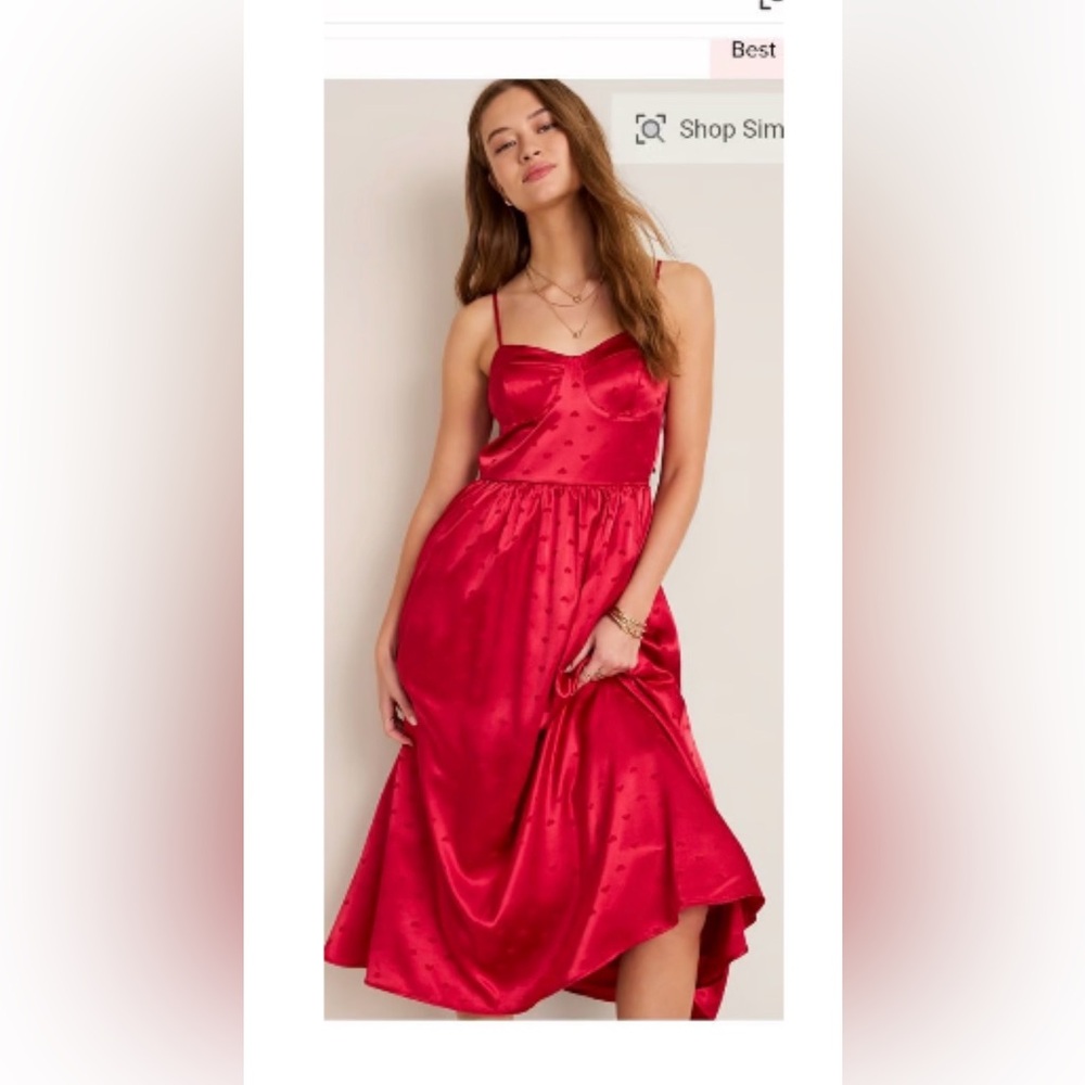 Francesca's Collections Red Satin Spaghetti-Strap Dress